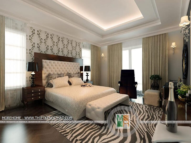 Thiết kế nội thất phòng ngủ tân cổ điển cho không gian biệt thự nhà phố Mẫu nội thất biệt thự đẹp