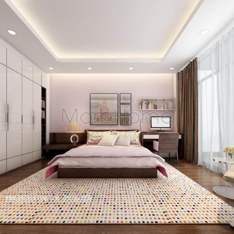 Nhà phố hiện đại cần thiết kế nội thất gỗ cho phòng ngủ chính.
